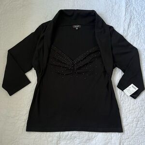 NWT Camille La Vie Black Beaded Top